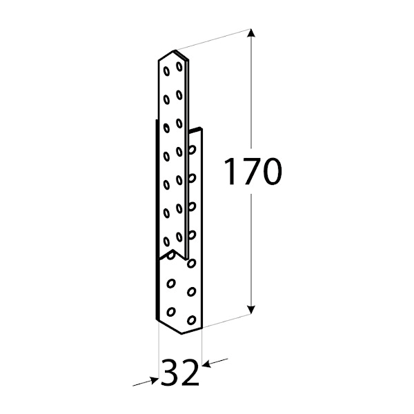 križno sidro desno 170x32x100mm za špirovce, pocinkano križno sidro desno 170x32x100mm za špirovce, pocinkano