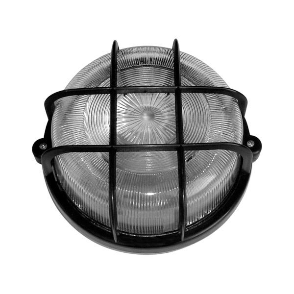 ladijska svetilka okrogla, plastična mreža, 100w e27 ip44 črna