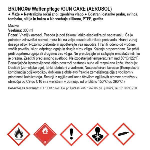 mazivo, čistilo in nega orožja brunox gun care 300ml sprej