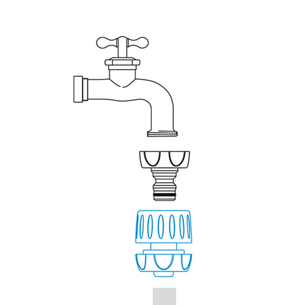 nastavek kovinski za cev 1/2" 5/8" s klik priklopom, gf garden