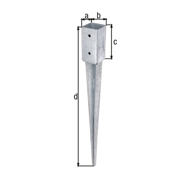 nosilec za steber s sidrom 71x71x750mm kvadraten, pocinkan
