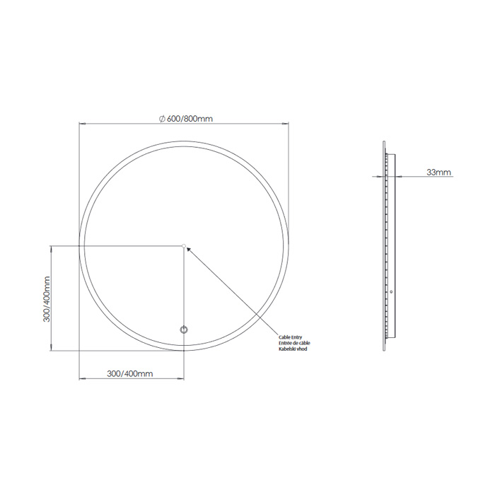 ogledalo como 60cm, led, senzor, razmeglitev