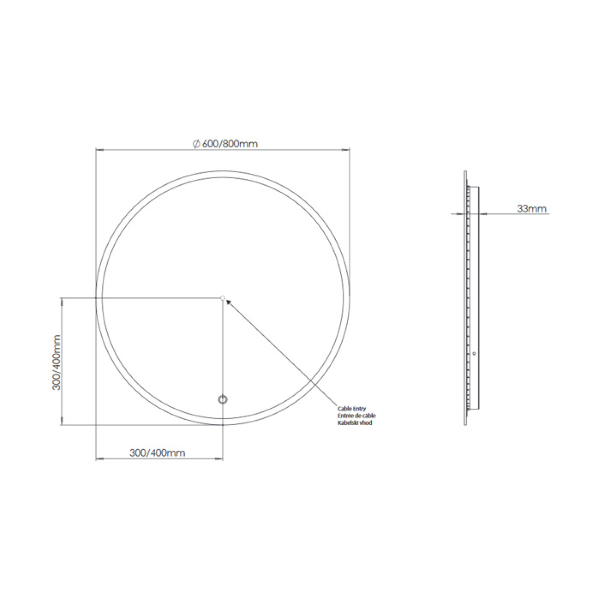 ogledalo como 60cm, led, senzor, razmeglitev