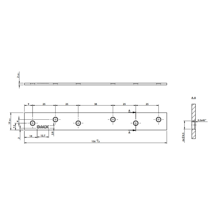 ploščat veznik 19x156x2mm pocinkan