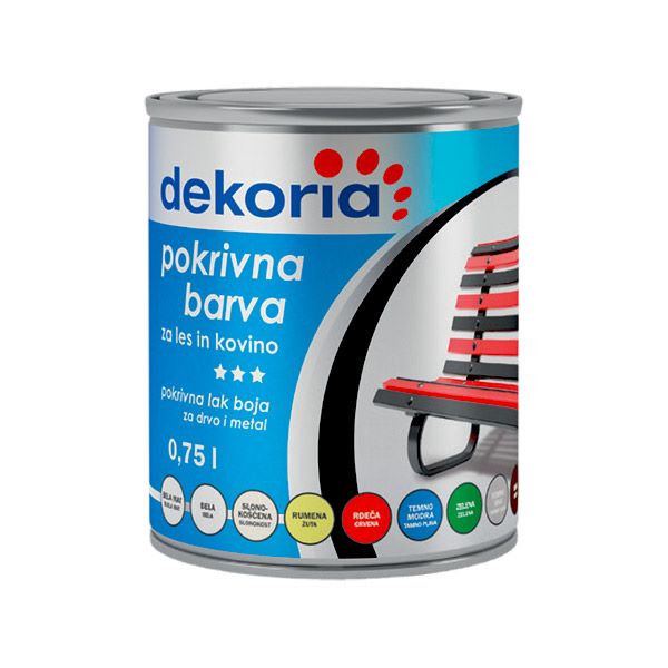 pokrivna barva za les in kovino dekoria bela mat 0,75l