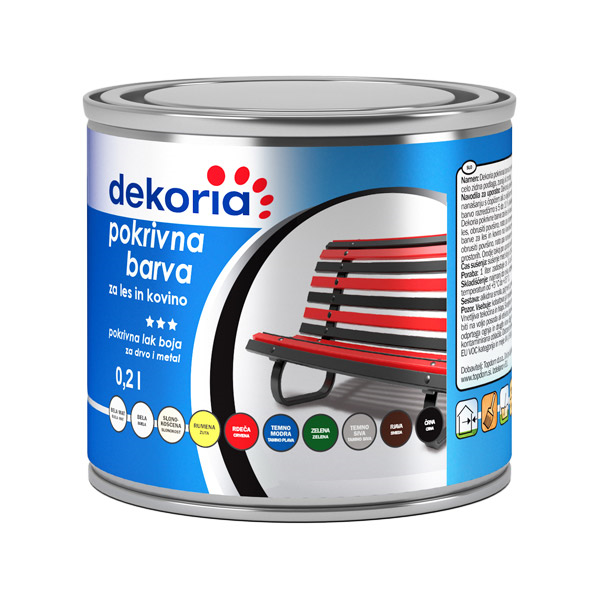 pokrivna barva za les in kovino dekoria rjava 0,20l