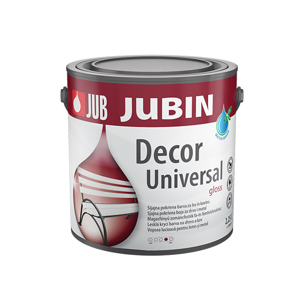 pokrivna barva za les in kovino jubin decor gloss 2,25l, bela