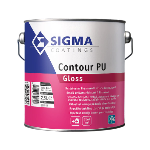 pokrivna barva za les kovino sigma contour pu gloss 2,5l bela