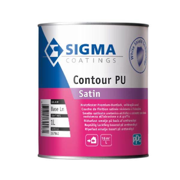 pokrivna barva za les kovino sigma contour pu satin 1l bela
