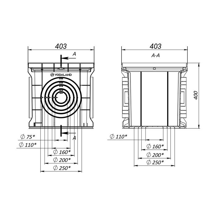 pp jašek 40x40cm base, z lovilcem listja, set