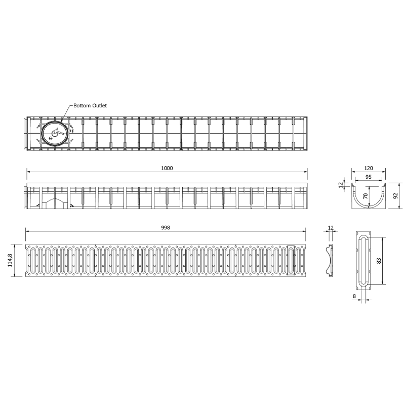 pp kanaleta s pp rešetko a15, 120x92x1000mm, mufle 4all h92 pp kanaleta s pp rešetko a15, 120x92x1000mm, mufle 4all h92