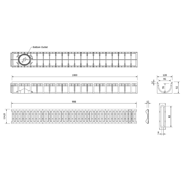 pp kanaleta s pp rešetko a15, 120x92x1000mm, mufle 4all h92 pp kanaleta s pp rešetko a15, 120x92x1000mm, mufle 4all h92
