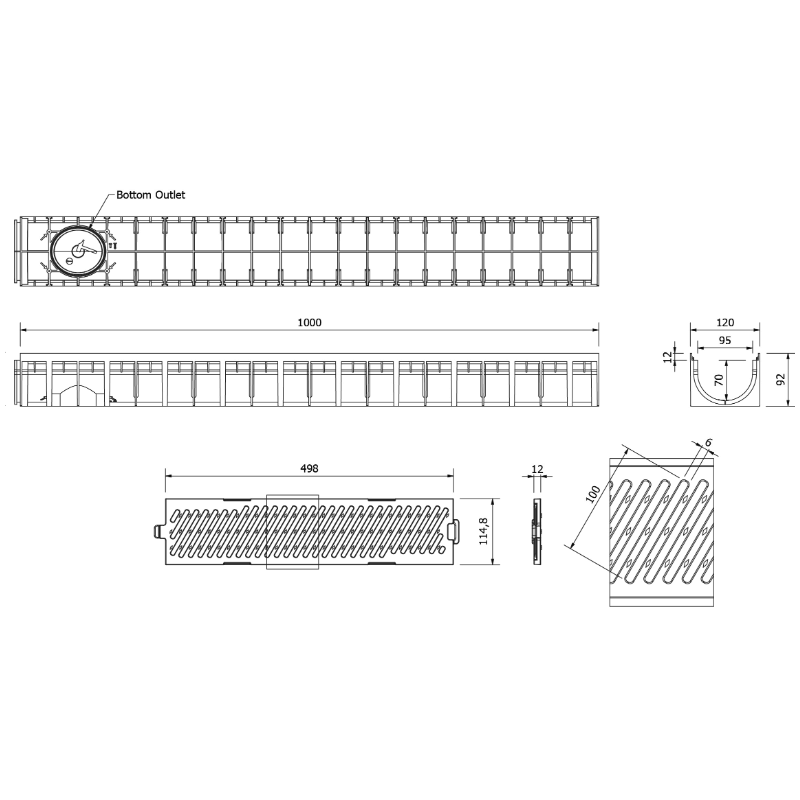 pp kanaleta z ltž rešetko b125, 120x92x1000mm, mufle 4all h92 pp kanaleta z ltž rešetko b125, 120x92x1000mm, mufle 4all h92