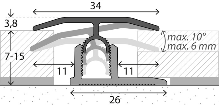 prehodni alu profil srebrn 7-15mm 34x900mm na klik