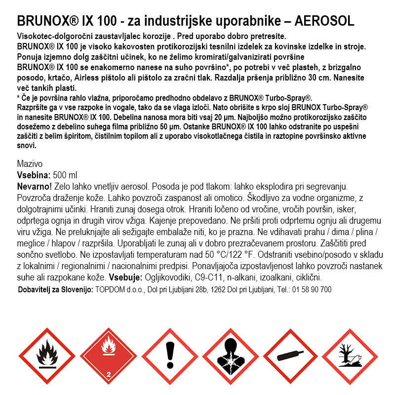 protikorozijska zaščita vozil in podvozja brunox ix100 500ml sprej