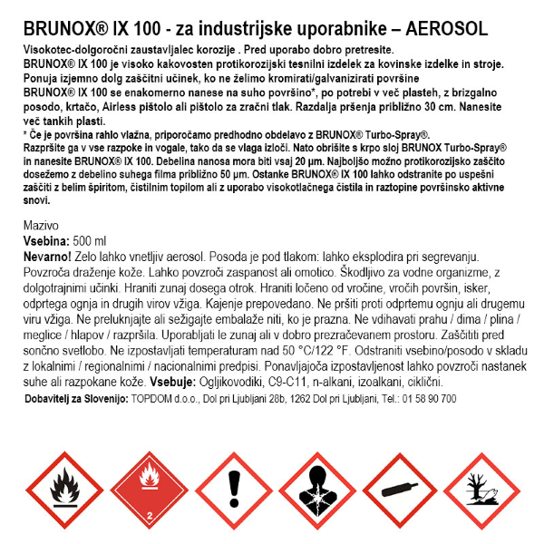 protikorozijska zaščita vozil in podvozja brunox ix100 500ml sprej
