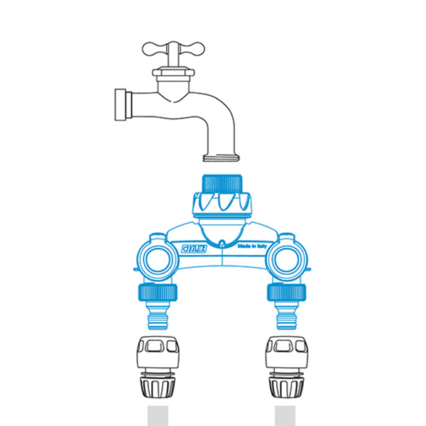 razdelilnik dvokraki za pipo 3/4" regulacijski, gf garden