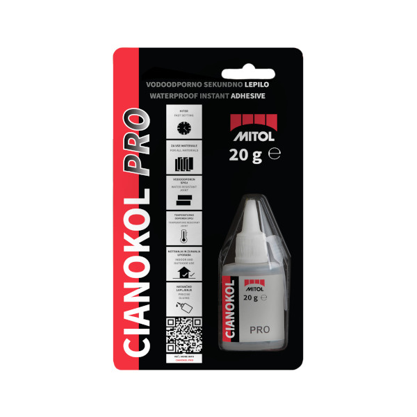sekundno lepilo vodoodporno cianokol pro 20g univerzalno, mitol