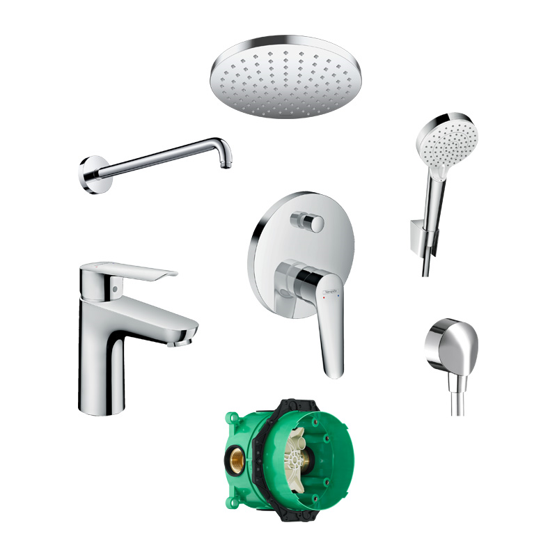 set za podometno nadglavno prho, s pipo za umivalnik, hansgrohe