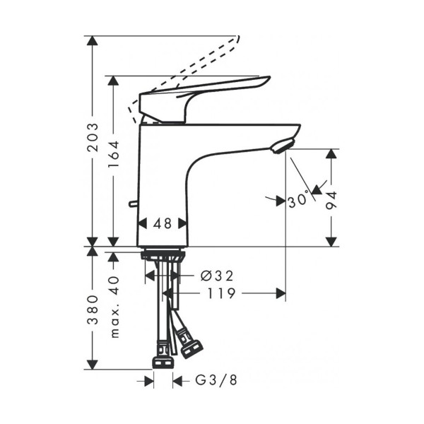 set za prho + pipa za umivalnik logis e, hansgrohe