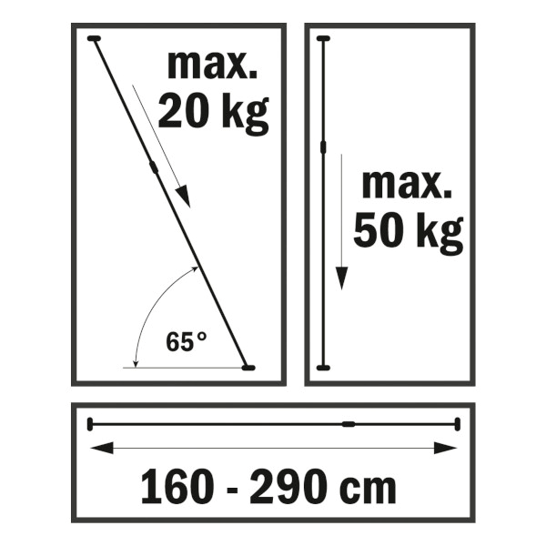 stropni opornik 160-290cm 50kg teleskopski, triuso