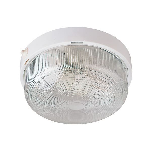 stropno svetilo okrogla plafonjera, steklen senčnik, 100w e27 ip54 bela