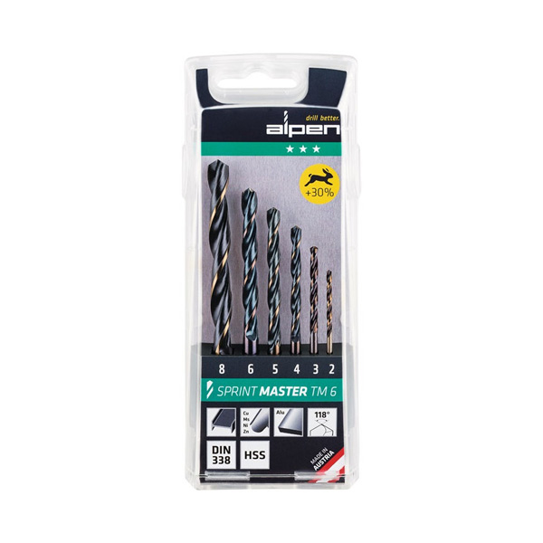 svedri za jeklo hss sprint master tm6 fi 2-8mm, 6/1 set, alpen