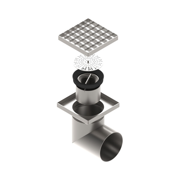 talni sifon inox z nedrsečo rešetko 15x15cm fi 110mm horizontalni odtok talni sifon inox z nedrsečo rešetko 15x15cm fi 110mm horizontalni odtok
