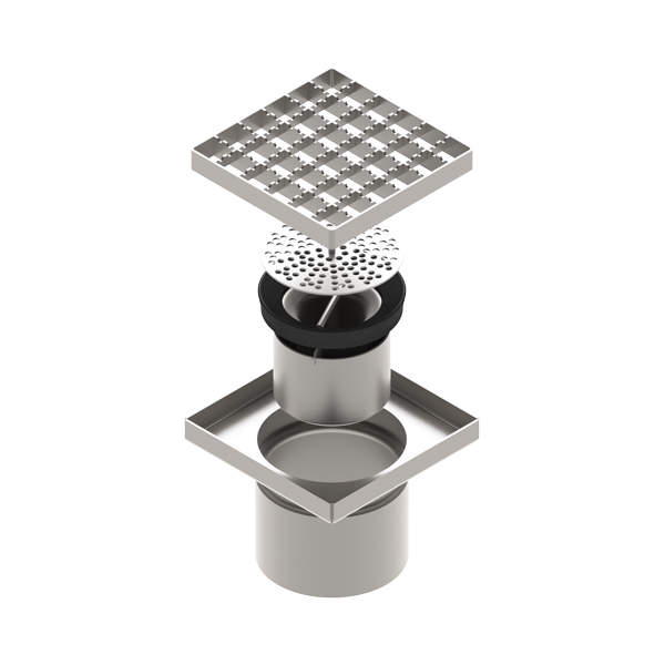 talni sifon inox z nedrsečo rešetko 15x15cm fi 110mm vertikalni odtok