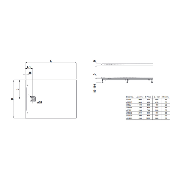 tuš kad pravokotna protizdrsna marbond 1200x800mm pro, laufen