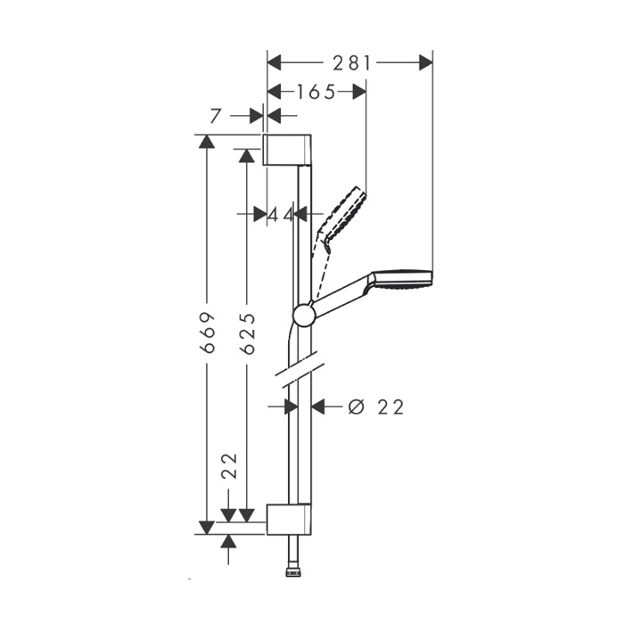 tuš ročka fi 10cm + stenska konzola 70cm, crometta ecosmart 1jet, hansgrohe