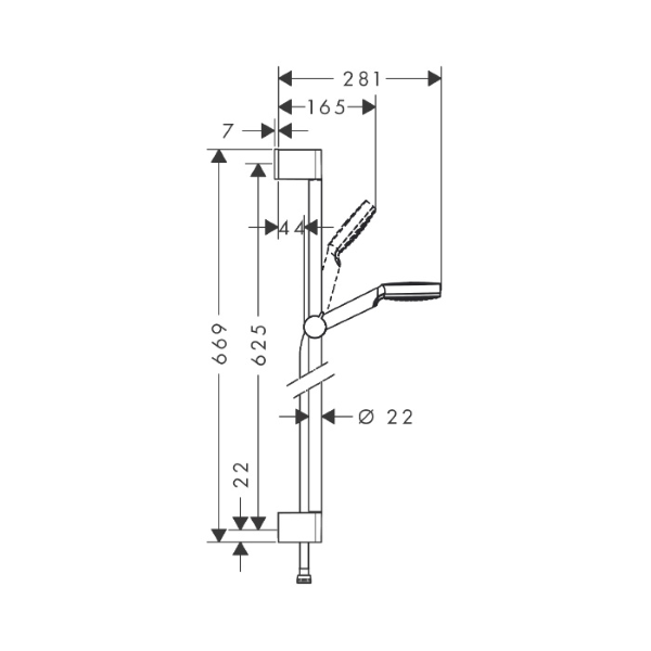 tuš ročka + stenska konzola, crometta 100 1jet, hansgrohe