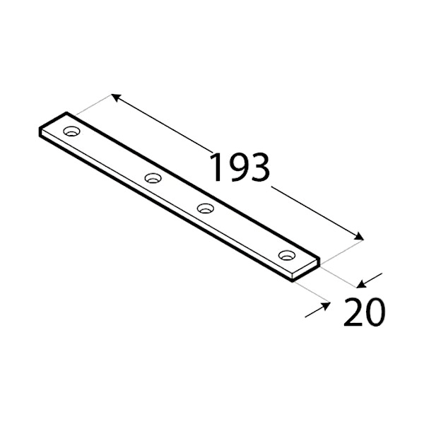 vezna ploščica 20x193x4mm rumeno cinkana