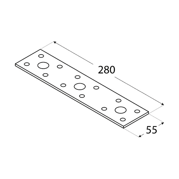 vezna ploščica 55x280x2,5mm pocinkana