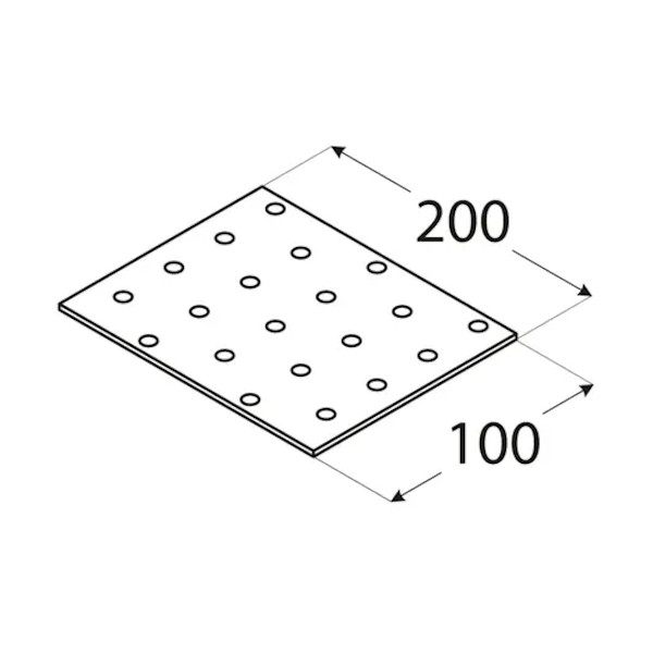 vezna ploščica perforirana 100x200x2mm pocinkana