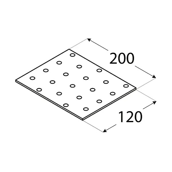 vezna ploščica perforirana 120x200x2mm pocinkana