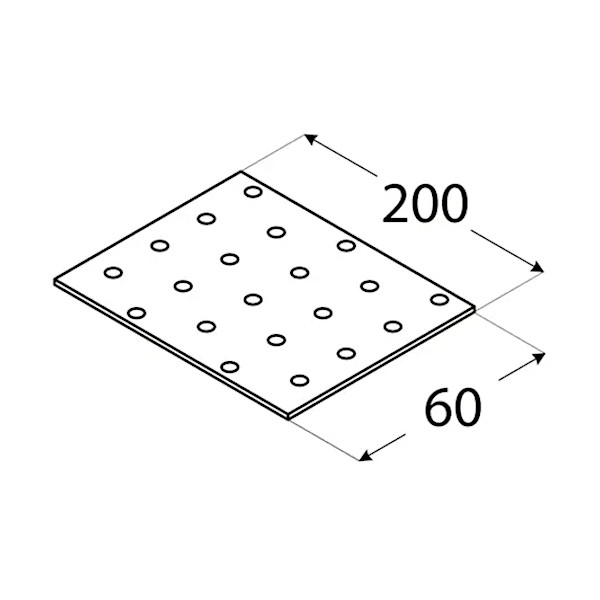 vezna ploščica perforirana 60x200x2mm pocinkana