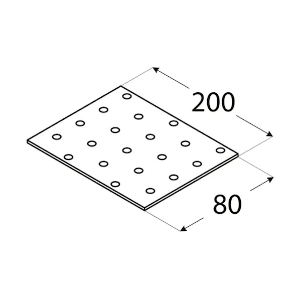 vezna ploščica perforirana 80x200x2mm pocinkana