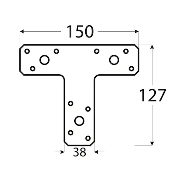 vezna t ploščica 150x127x38mm pocinkana