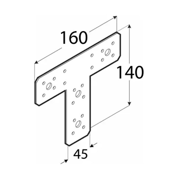 vezna t ploščica 160x140x45mm pocinkana