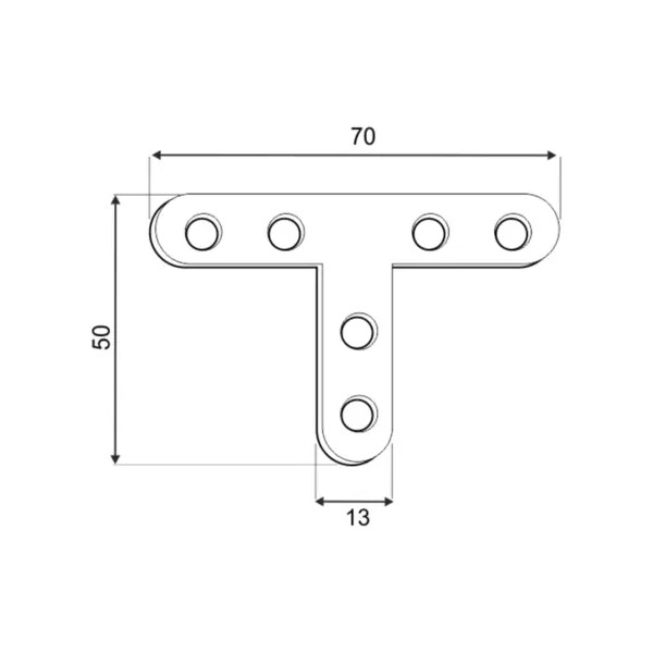 vezna t ploščica 70x50x13mm pocinkana vezna t ploščica 70x50x13mm pocinkana