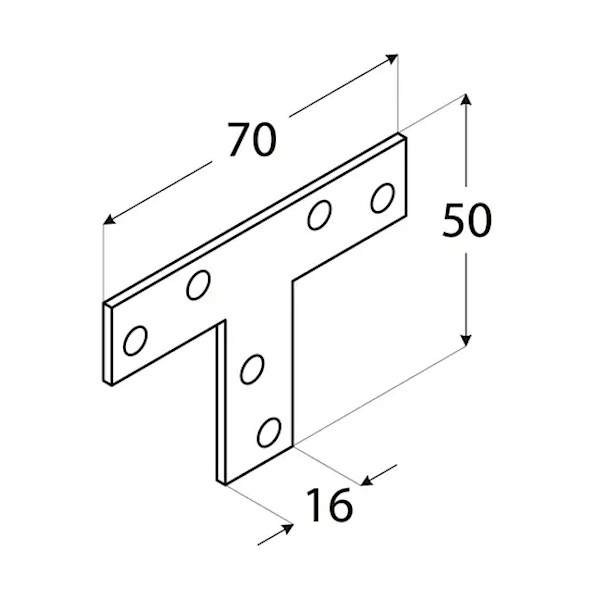 vezna t ploščica 70x50x16mm rumeno cinkana