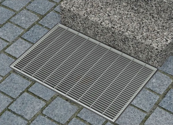 vgradni kovinski predpražnik 600x400mm s koritom