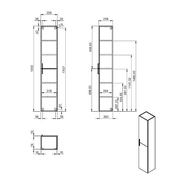 visoka kopalniška omara linea bela 180cm