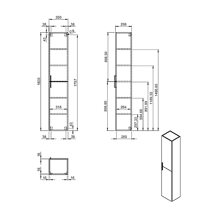 visoka kopalniška omara linea elegant bela 180cm