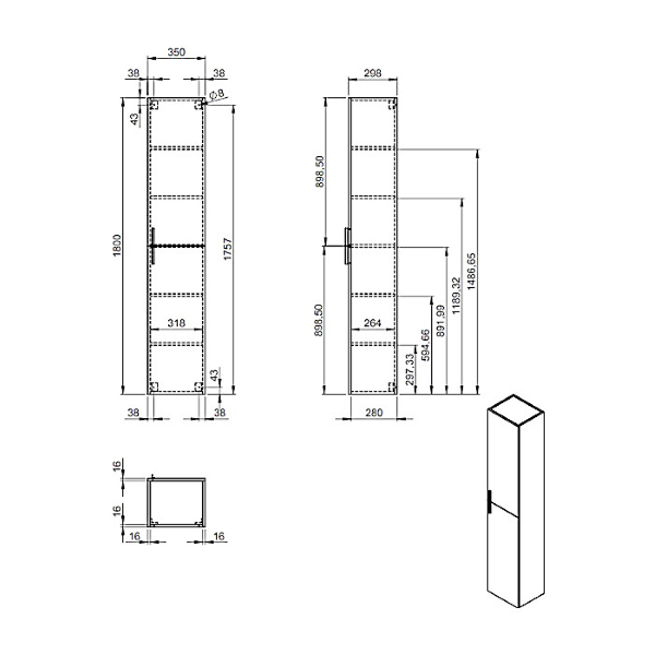 visoka kopalniška omara linea synchro 180cm