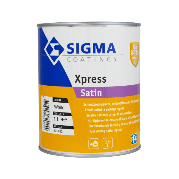 vodoodporni premaz za les in kovino sigma xpress satin 1l bela