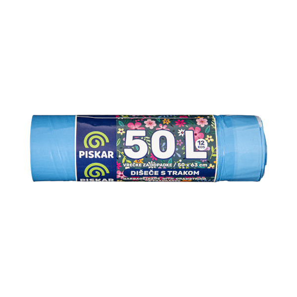 vrečke za smeti s trakom 50l 50x65cm dišeče, piskar
