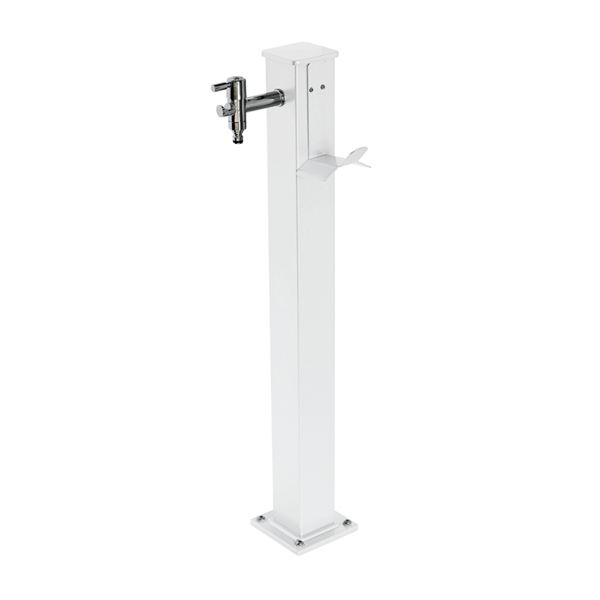 vrtni steber za vodo s pipo remix, aluminijast bel 870mm