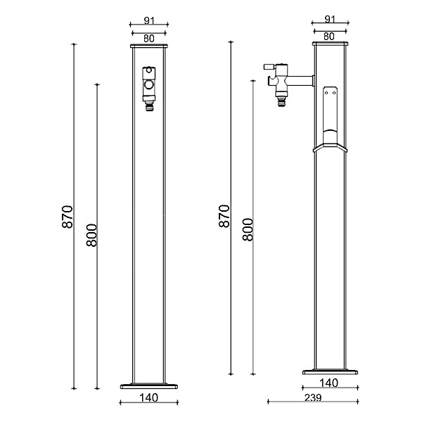 vrtni steber za vodo s pipo remix, antično siv, aluminijast 870mm